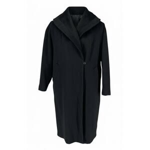 Vintage 40's Worumbo Woolen Midi Coat Womens XL Wrap Black Back Button Luxury